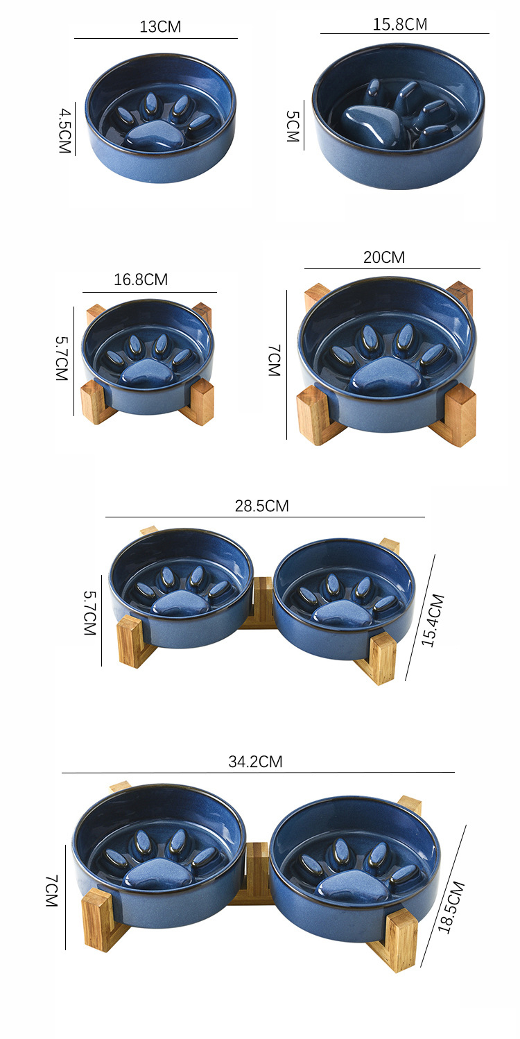 Wholesale Custom Logo Elevated Slow Feeder Cat Dog Bowl Ceramic