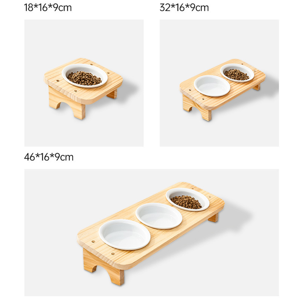 Wholesale Wooden Ceramic Detachable Cat Dog Bowl Elevated