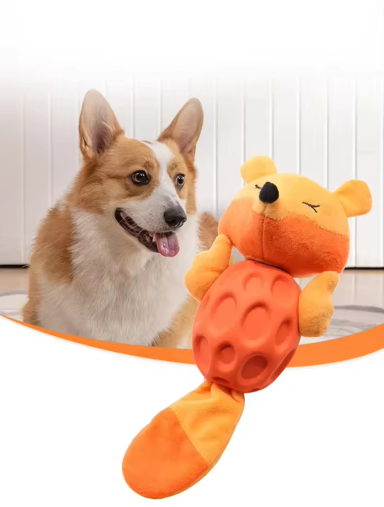 Factory Direct Sales soft durable Elf fox shaped toy for dog rubber chew pet toy for dental health good price