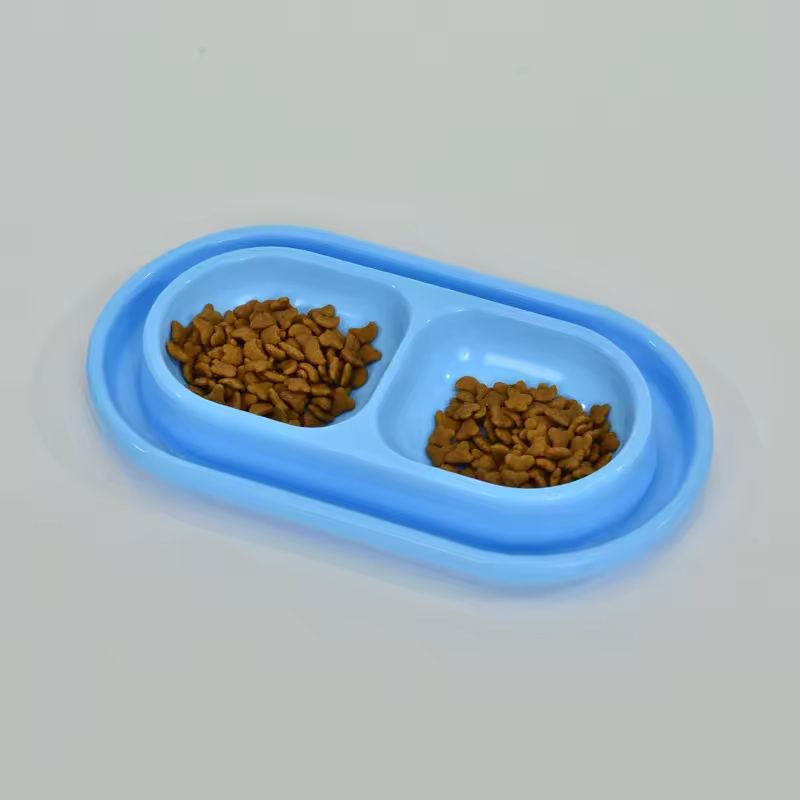 Factory Hot Sale Anti- Ant Plastic Blue Pink Double Pet Bowl Cat Bowls