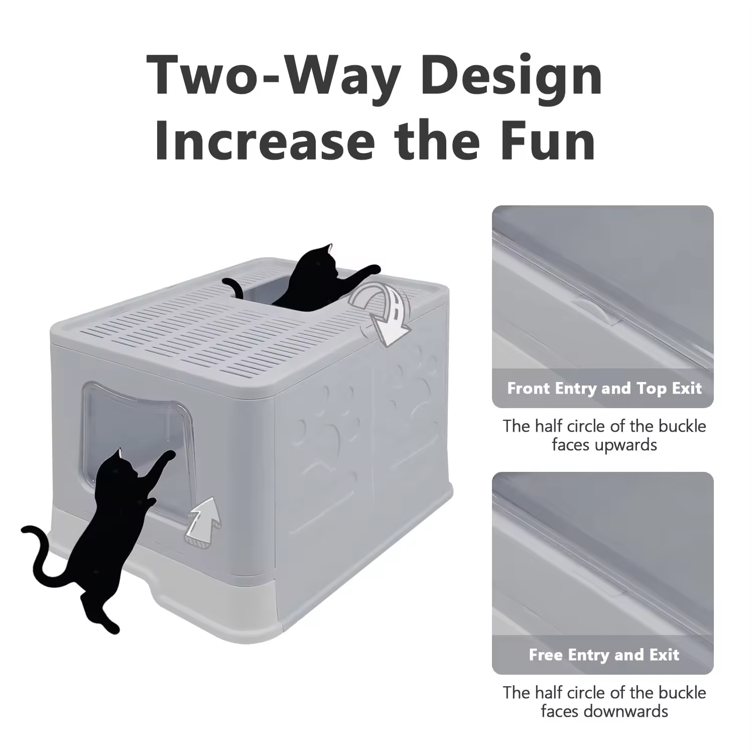 Cat Litter Box With Lid With Litter Spoon, Splash Proof Cat Toilet Drawer Style Easy to Clean Cat Litter Basin