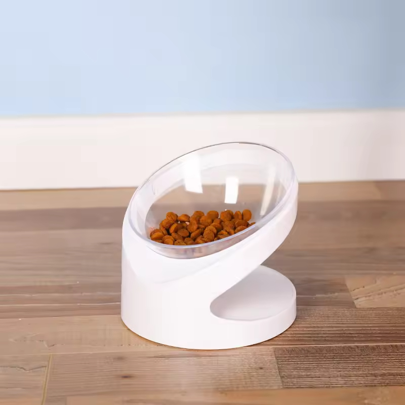 Transparent Sloped Acrylic Pet Feeder Acrylic Elevated Pet Bowls Raised Clear Feeding Stand for Cats and Small Dogs