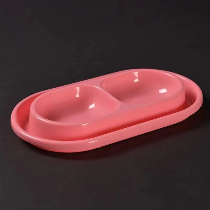Factory Hot Sale Anti- Ant Plastic Blue Pink Double Pet Bowl Cat Bowls