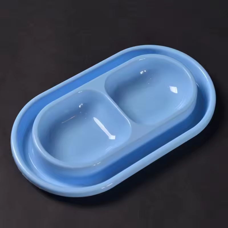 Factory Hot Sale Anti- Ant Plastic Blue Pink Double Pet Bowl Cat Bowls